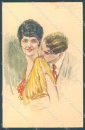 Artist Signed Mauzan Lady Romantic Couple serie 217-1 postcard HR3429 – fronte