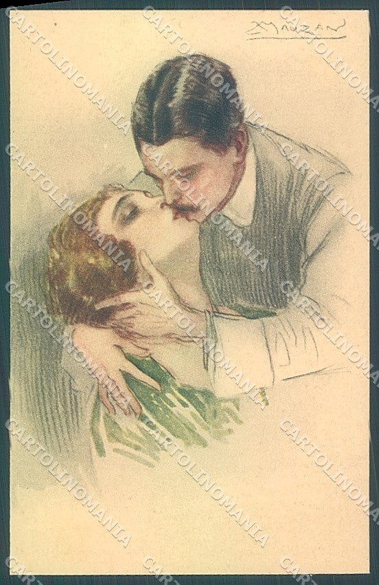 Artist Signed Mauzan Lady Romantic Couple serie 217-2 postcard HR3430 – fronte