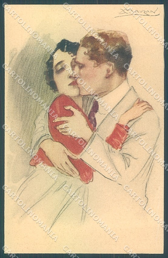 Artist Signed Mauzan Lady Romantic Couple serie 217-4 postcard HR3432 – fronte