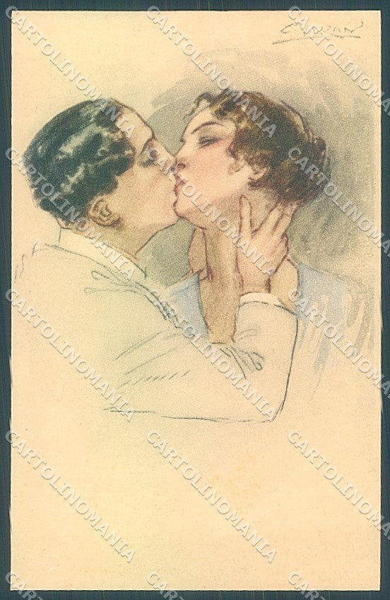 Artist Signed Mauzan Lady Romantic Couple serie 217-6 postcard HR3434 – fronte
