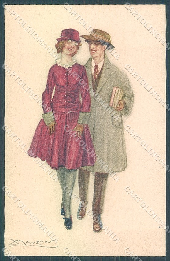 Artist Signed Mauzan Lady Romantic Couple serie 8-5 postcard HR3435 – fronte