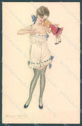 Artist Signed Mauzan Risque Lady Doll serie 8-7 postcard HR3437 – fronte