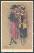 Artist Signed Mauzan Glamour Fashion Lady Mode Hat serie 343-6 postcard HR3452 – fronte