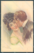 Artist Signed Bompard Lady Romantic Couple serie 412-1 postcard HR3453 – fronte