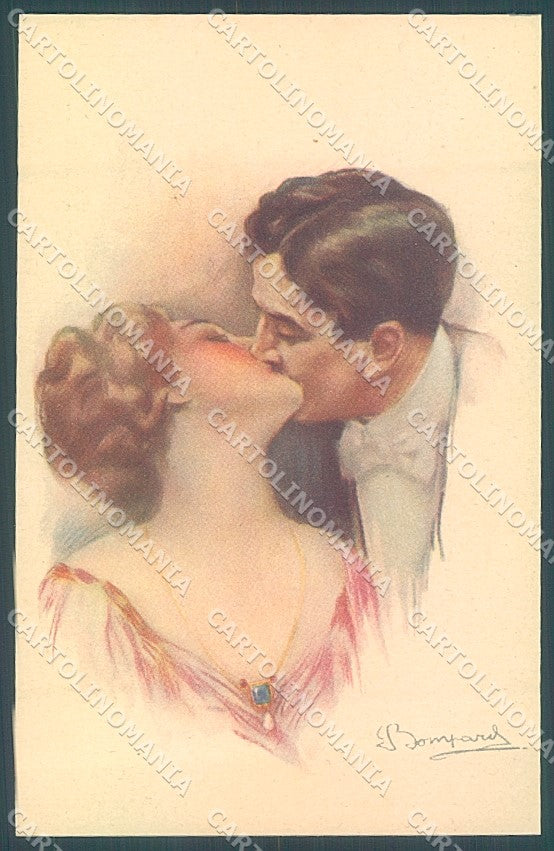 Artist Signed Bompard Lady Romantic Couple serie 412-2 postcard HR3454 – fronte