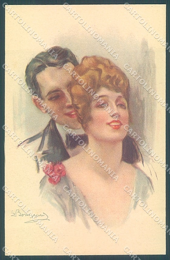 Artist Signed Bompard Lady Romantic Couple serie 412-4 postcard HR3456 – fronte