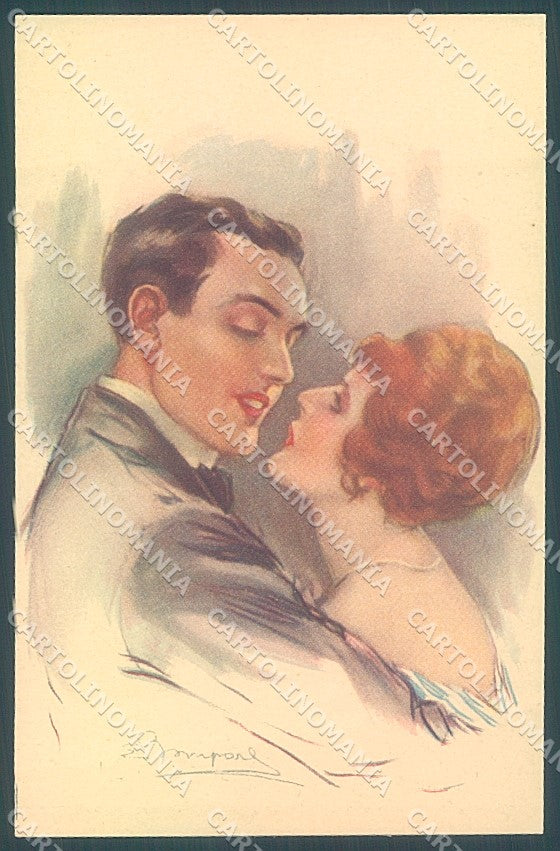 Artist Signed Bompard Lady Romantic Couple serie 412-5 postcard HR3457 – fronte