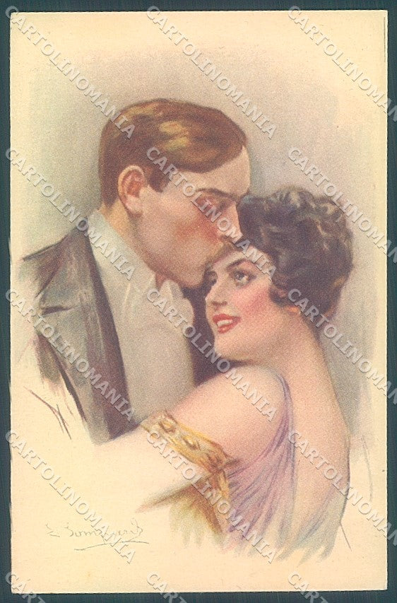 Artist Signed Bompard Lady Romantic Couple serie 412-6 postcard HR3458 – fronte