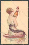 Artist Signed Bompard Glamour Fashion Lady Doll serie 986-6 postcard HR3470 – fronte