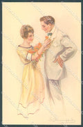 Artist Signed Bompard Lady Romantic Couple serie 960-3 postcard HR3473 – fronte