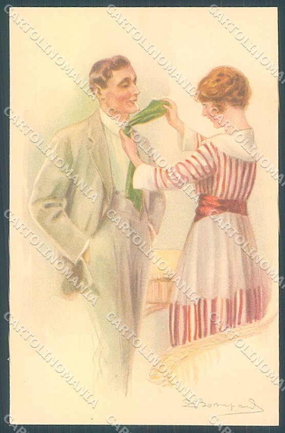 Artist Signed Bompard Lady Romantic Couple serie 960-4 postcard HR3474 – fronte