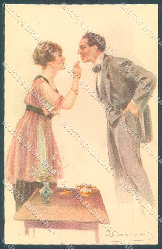 Artist Signed Bompard Lady Romantic Couple serie 960-5 postcard HR3475 – fronte