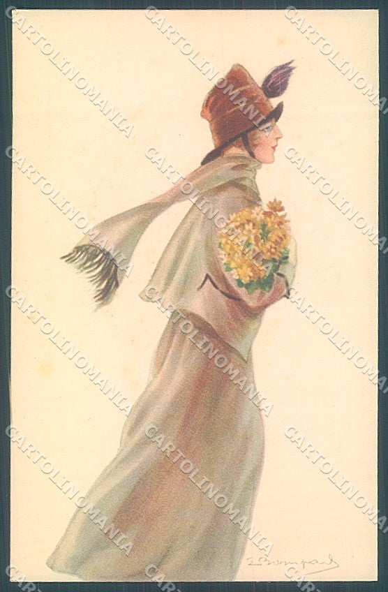 Artist Signed Bompard Glamour Fashion Lady serie 951-1 postcard HR3477 – fronte