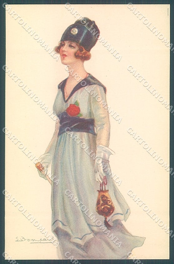 Artist Signed Bompard Glamour Fashion Lady serie 951-2 postcard HR3478 – fronte