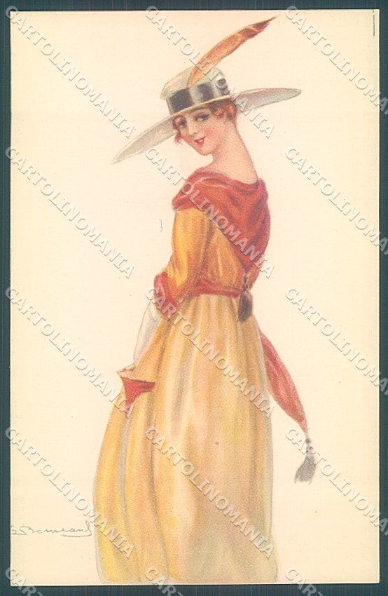 Artist Signed Bompard Glamour Fashion Lady serie 951-3 postcard HR3479 – fronte