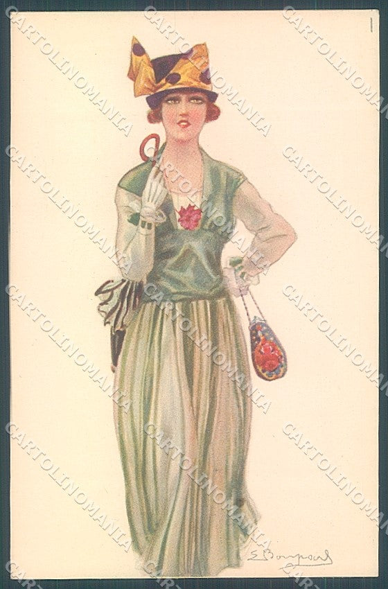 Artist Signed Bompard Glamour Fashion Lady serie 951-4 postcard HR3480 – fronte