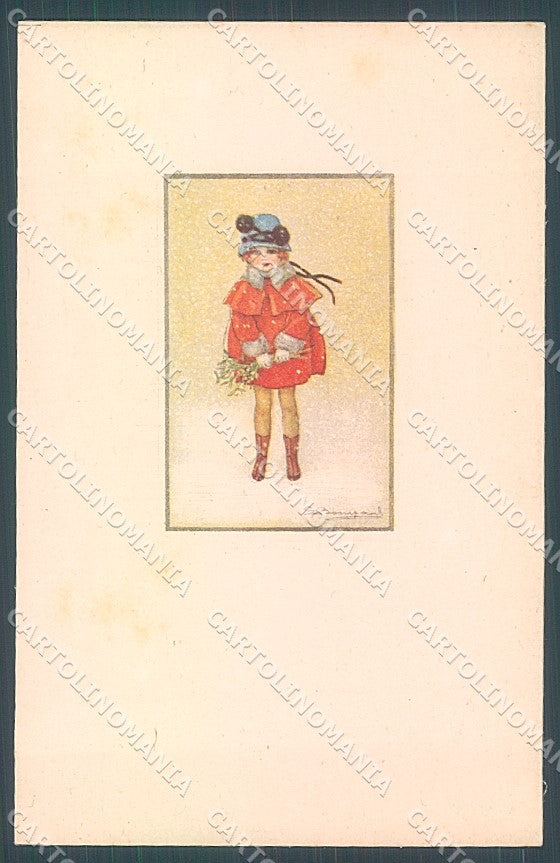 Artist Signed Bompard Girl Child Christmas serie 590M-4 postcard HR3486 – fronte