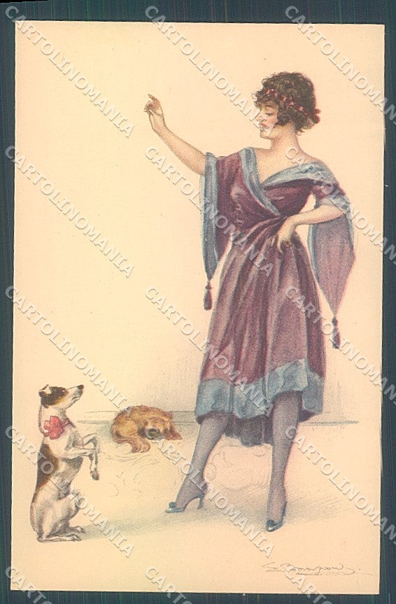 Artist Signed Bompard Lady Jack Russell Pekingese Dog serie 932-4 pc HR3490 – fronte