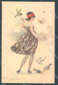 Artist Signed Bompard Glamour Fashion Lady Dove Pigeon serie 932-6 pc HR3492 – fronte