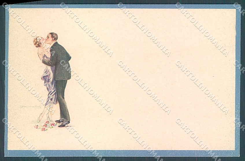Artist Signed Bompard Lady Romantic Couple serie 535-2 postcard HR3494 – fronte