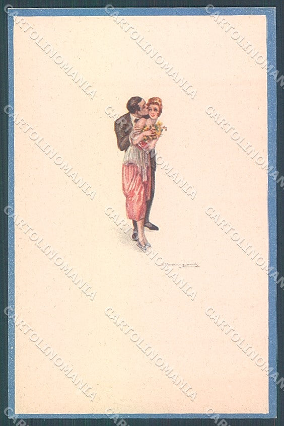 Artist Signed Bompard Lady Romantic Couple serie 535-1 postcard HR3497 – fronte