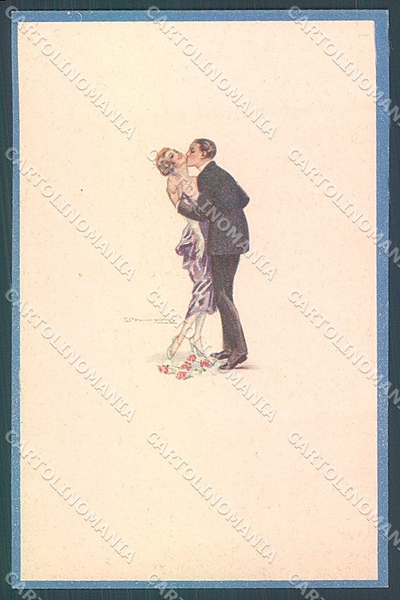 Artist Signed Bompard Lady Romantic Couple serie 535-2 postcard HR3498 – fronte
