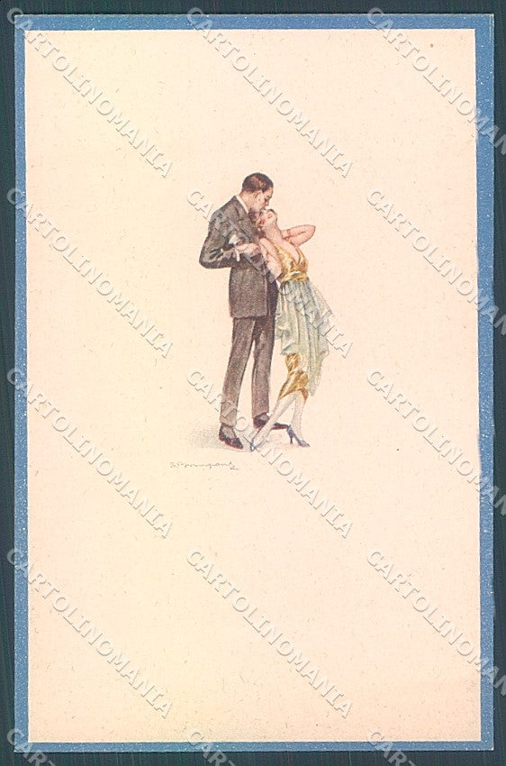 Artist Signed Bompard Lady Romantic Couple serie 535-3 postcard HR3499 – fronte