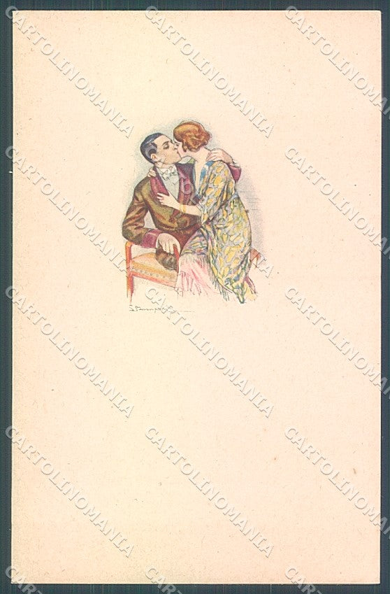 Artist Signed Bompard Lady Romantic Couple serie 548M-1 postcard HR3501 – fronte