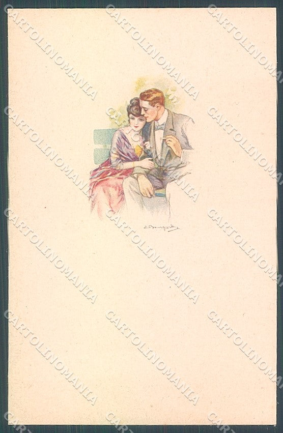 Artist Signed Bompard Lady Romantic Couple serie 548M-3 postcard HR3503 – fronte