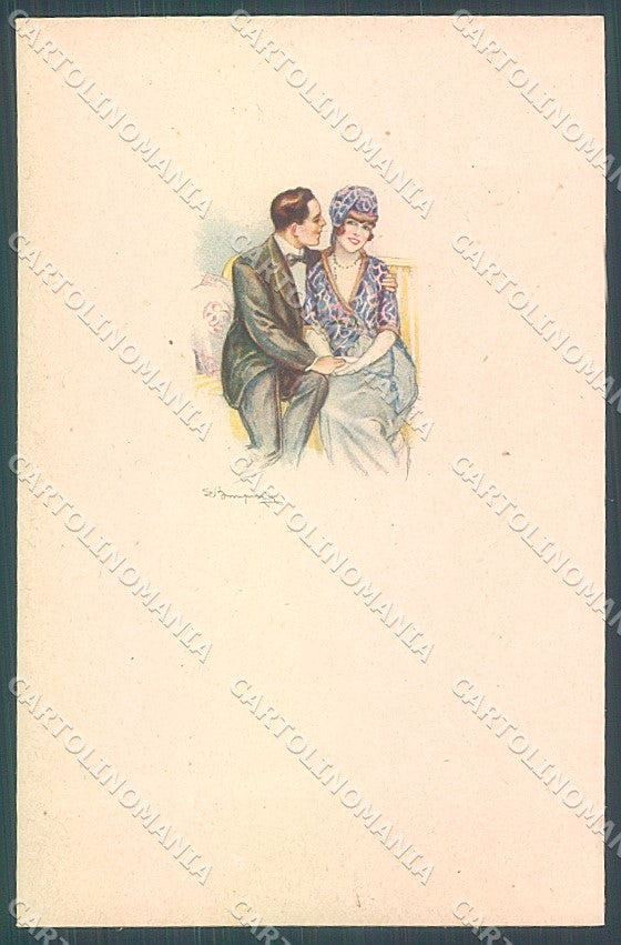 Artist Signed Bompard Lady Romantic Couple serie 548M-4 postcard HR3504 – fronte
