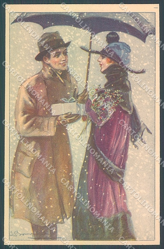 Artist Signed Bompard Glamour Fashion Lady Christmas serie 994-4 pc HR3508 – fronte