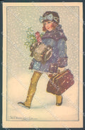 Artist Signed Bompard Girl Christmas serie 993-1 postcard HR3511 – fronte