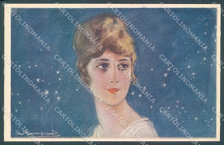 Artist Signed Bompard Lady Hairstyle serie 466-4 postcard HR3520 – fronte