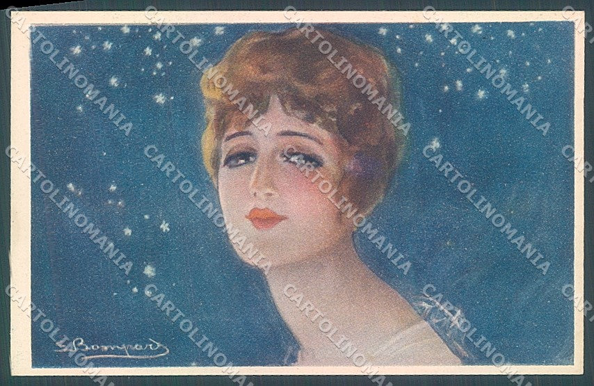 Artist Signed Bompard Lady Hairstyle serie 466-5 postcard HR3521 – fronte