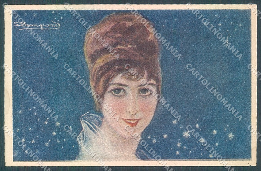 Artist Signed Bompard Lady Hairstyle TRACES OF DAMP serie 466-6 postcard HR3522 – fronte