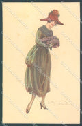 Artist Signed Bompard Glamour Fashion Lady serie 915-1 postcard HR3523 – fronte