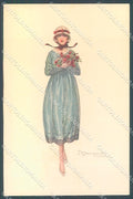 Artist Signed Bompard Glamour Fashion Lady serie 915-5 postcard HR3527 – fronte