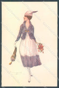 Artist Signed Bompard Glamour Fashion Lady serie 915-6 postcard HR3528 – fronte