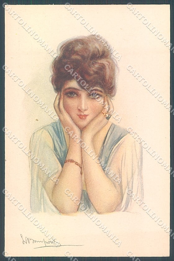 Artist Signed Bompard Glamour Fashion Lady Jewel serie 955 postcard HR3530 – fronte
