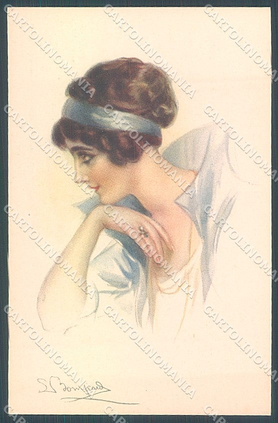 Artist Signed Bompard Glamour Fashion Lady Jewel serie 955-4 postcard HR3533 – fronte