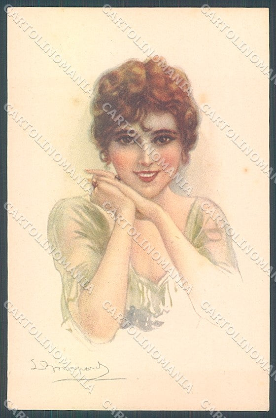 Artist Signed Bompard Glamour Fashion Lady Jewel serie 955-6 postcard HR3534 – fronte