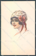 Artist Signed Bompard Glamour Fashion Lady Hat serie 914-3 postcard HR3537 – fronte