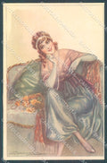 Artist Signed Bompard Glamour Fashion Lady Sofa serie 948-6 postcard HR3546 – fronte