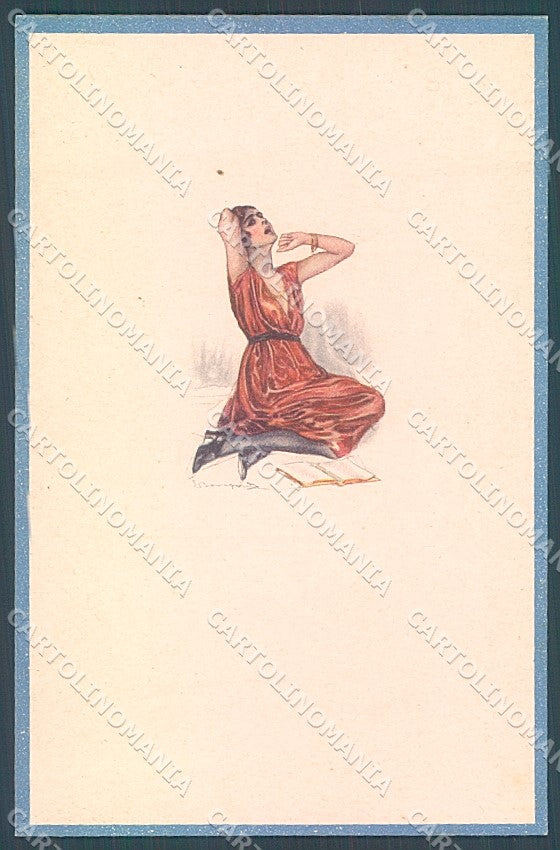 Artist Signed Bompard Glamour Fashion Lady Book serie 512-3 postcard HR3549 – fronte
