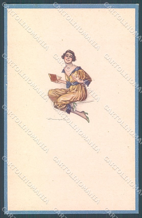 Artist Signed Bompard Glamour Fashion Lady Book serie 512-6 postcard HR3552 – fronte