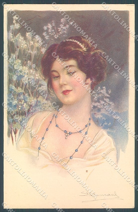 Artist Signed Bompard Glamour Fashion Lady Jewel Sapphire serie 967-1 pc HR3553 – fronte
