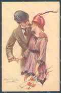 Artist Signed Bompard Lady Romantic Couple serie 988-1 postcard HR3559 – fronte