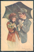 Artist Signed Bompard Lady Romantic Couple serie 988-2 postcard HR3560 – fronte