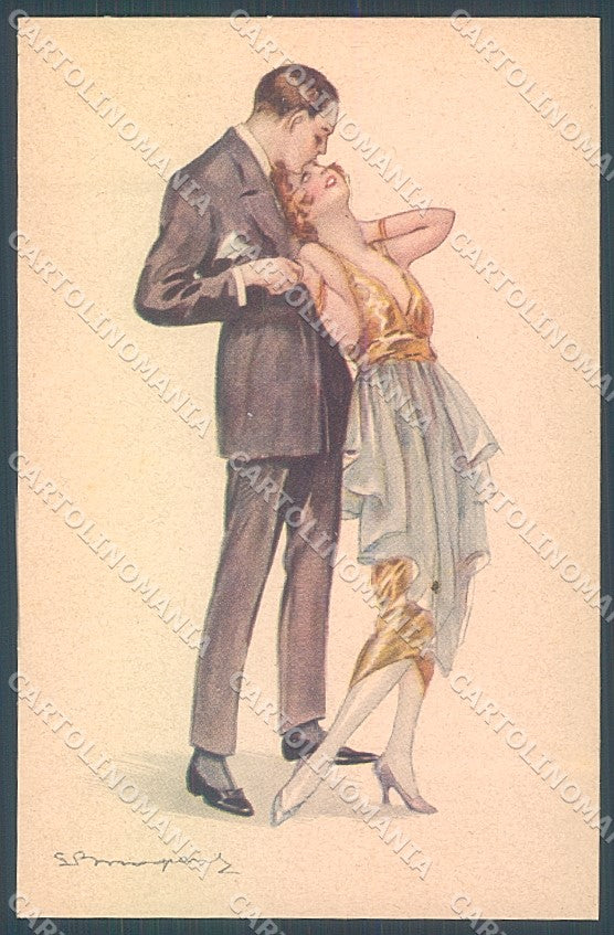 Artist Signed Bompard Lady Romantic Couple Kissing serie 562-2 postcard HR3566 – fronte