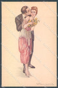Artist Signed Bompard Lady Romantic Couple Kissing serie 562-4 postcard HR3568 – fronte